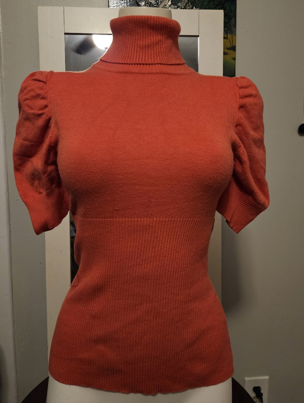 Small *Stretch* Short Sleeve Turtleneck Sweater * Dots * Belt loops